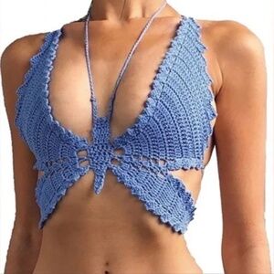 Zara Butterfly Crochet Crop Top